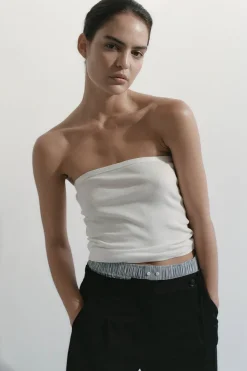 Basics*St. Agni Organic Cotton Strapless Top - White