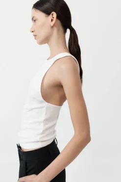 Tops*St. Agni Organic Cotton V Back Tank - White