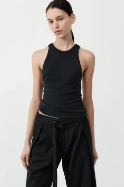 Singlets*St. Agni Organic Cotton V Back Tank - Black