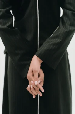 Jackets*St. Agni Pinstripe Maxi Coat - Black
