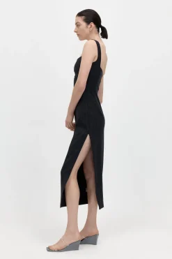 Tailoring*St. Agni Pinstripe Midi Dress - Black