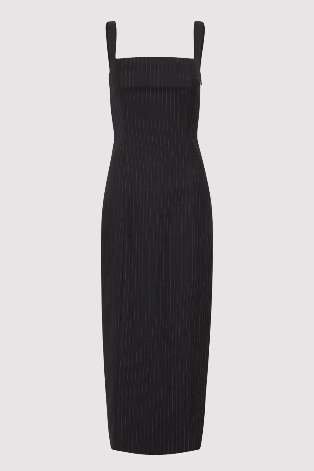 Tailoring*St. Agni Pinstripe Midi Dress - Black