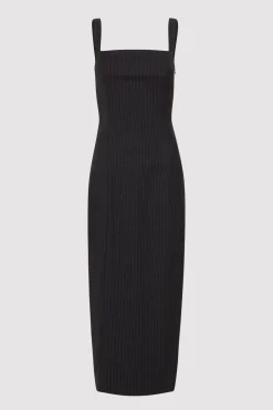 Dresses*St. Agni Pinstripe Midi Dress - Black