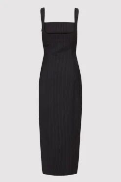 Dresses*St. Agni Pinstripe Midi Dress - Black