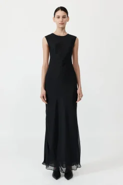 Dresses*St. Agni Pinstripe Silk Maxi Dress - Black