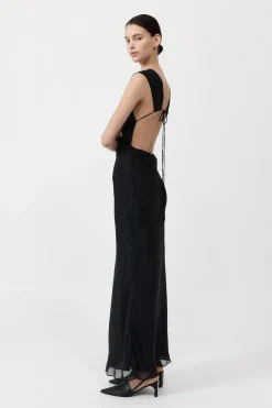 Dresses*St. Agni Pinstripe Silk Maxi Dress - Black