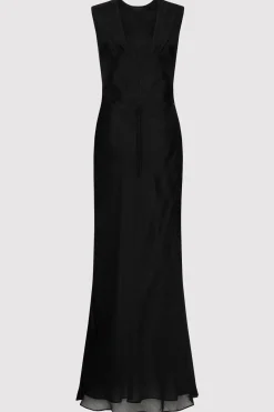 Dresses*St. Agni Pinstripe Silk Maxi Dress - Black