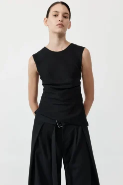 Tops*St. Agni Pinstripe Silk Top - Black