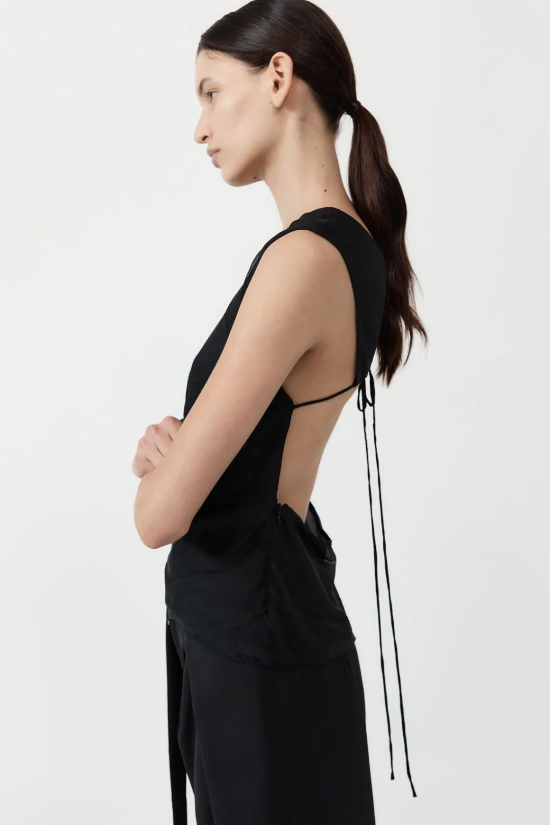 Tops*St. Agni Pinstripe Silk Top - Black