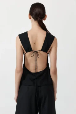Tops*St. Agni Pinstripe Silk Top - Black