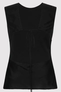 Tops*St. Agni Pinstripe Silk Top - Black