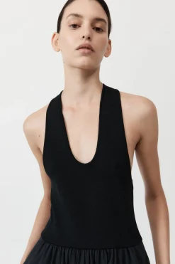 Dresses*St. Agni Plunge Neck Dress - Black