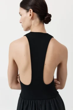 Knitwear*St. Agni Plunge Neck Dress - Black
