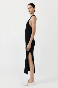 Knitwear*St. Agni Plunge Neck Knit Dress - Black