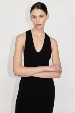 Knitwear*St. Agni Plunge Neck Knit Dress - Black