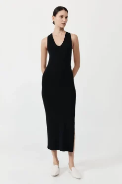 Dresses*St. Agni Plunge Neck Knit Dress - Black