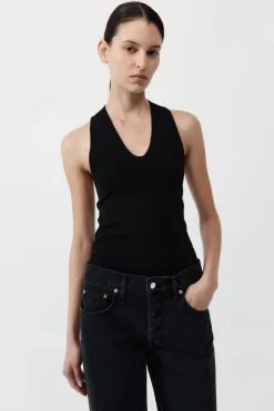 Singlets*St. Agni Plunge Neck Knit Top - Black