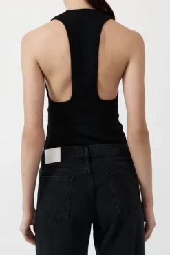 Singlets*St. Agni Plunge Neck Knit Top - Black