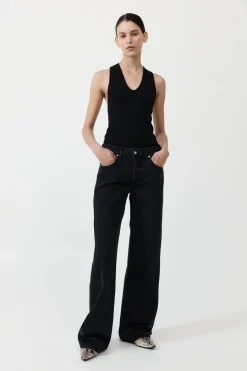 Singlets*St. Agni Plunge Neck Knit Top - Black