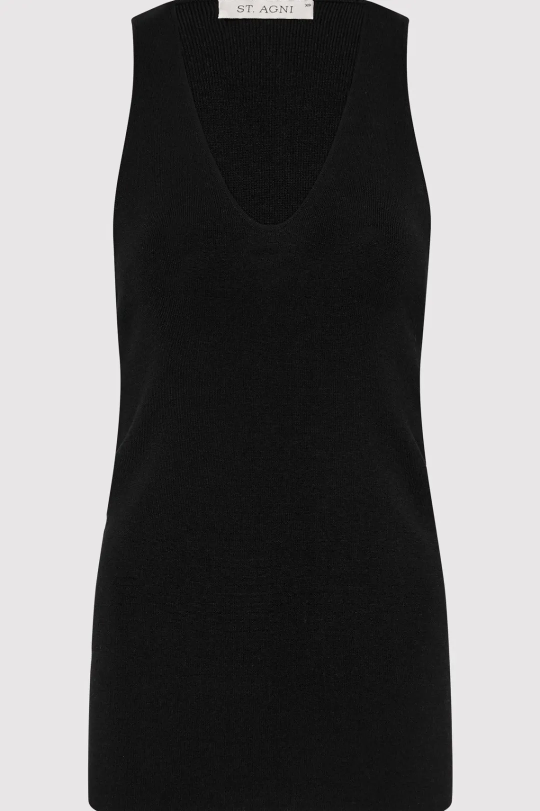 Singlets*St. Agni Plunge Neck Knit Top - Black