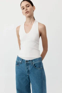 Knitwear*St. Agni Plunge Neck Knit Top - White
