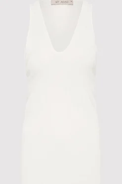 Knitwear*St. Agni Plunge Neck Knit Top - White