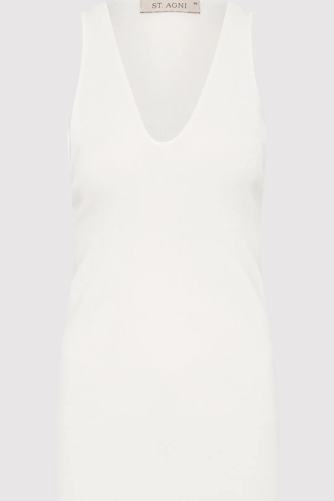 Knitwear*St. Agni Plunge Neck Knit Top - White