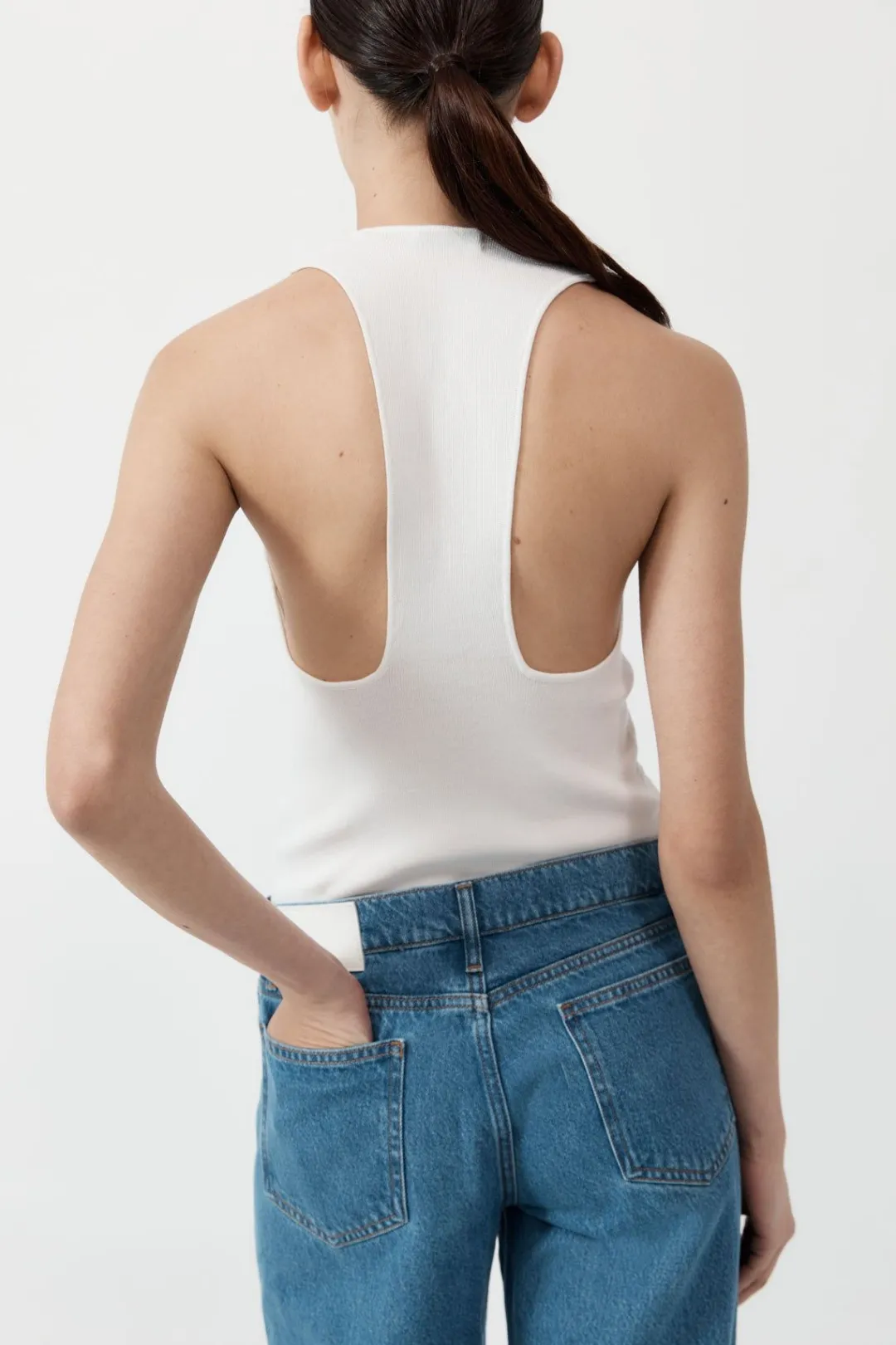 Singlets*St. Agni Plunge Neck Knit Top - White