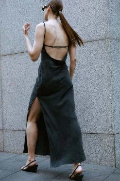 Dresses*St. Agni PRE-ORDER: Sophia Drape Dress - Washed Black