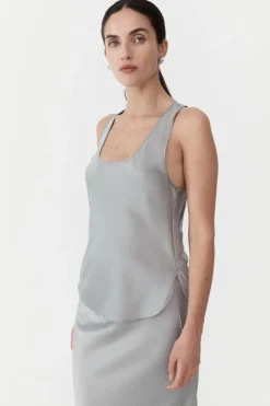 Singlets*St. Agni Racer Back Bias Tank - Silver