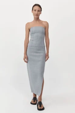 Tailoring*St. Agni Raw Hem Midi Skirt - Grey Heather