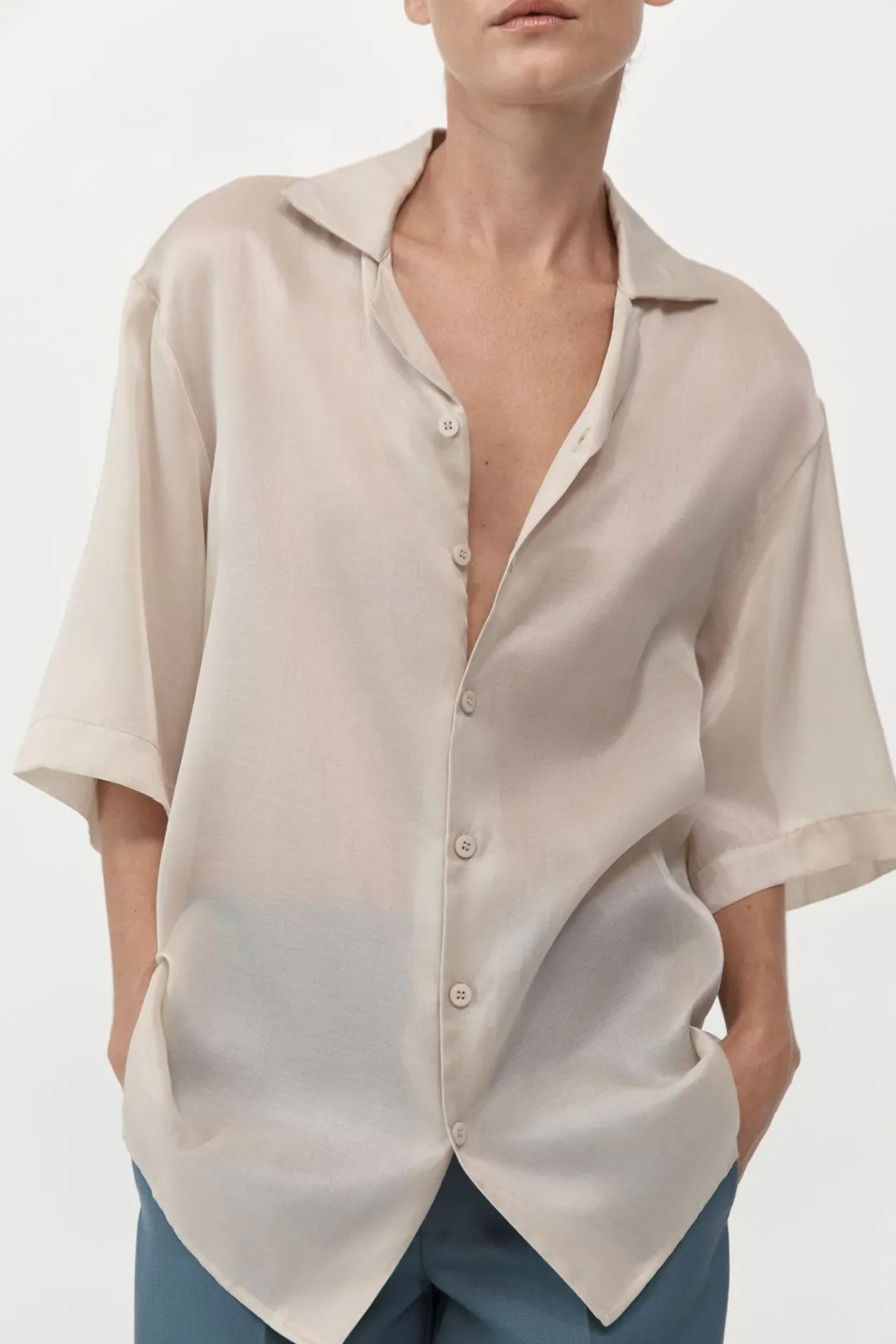 Shirts*St. Agni Relaxed Collar Shirt - Birch