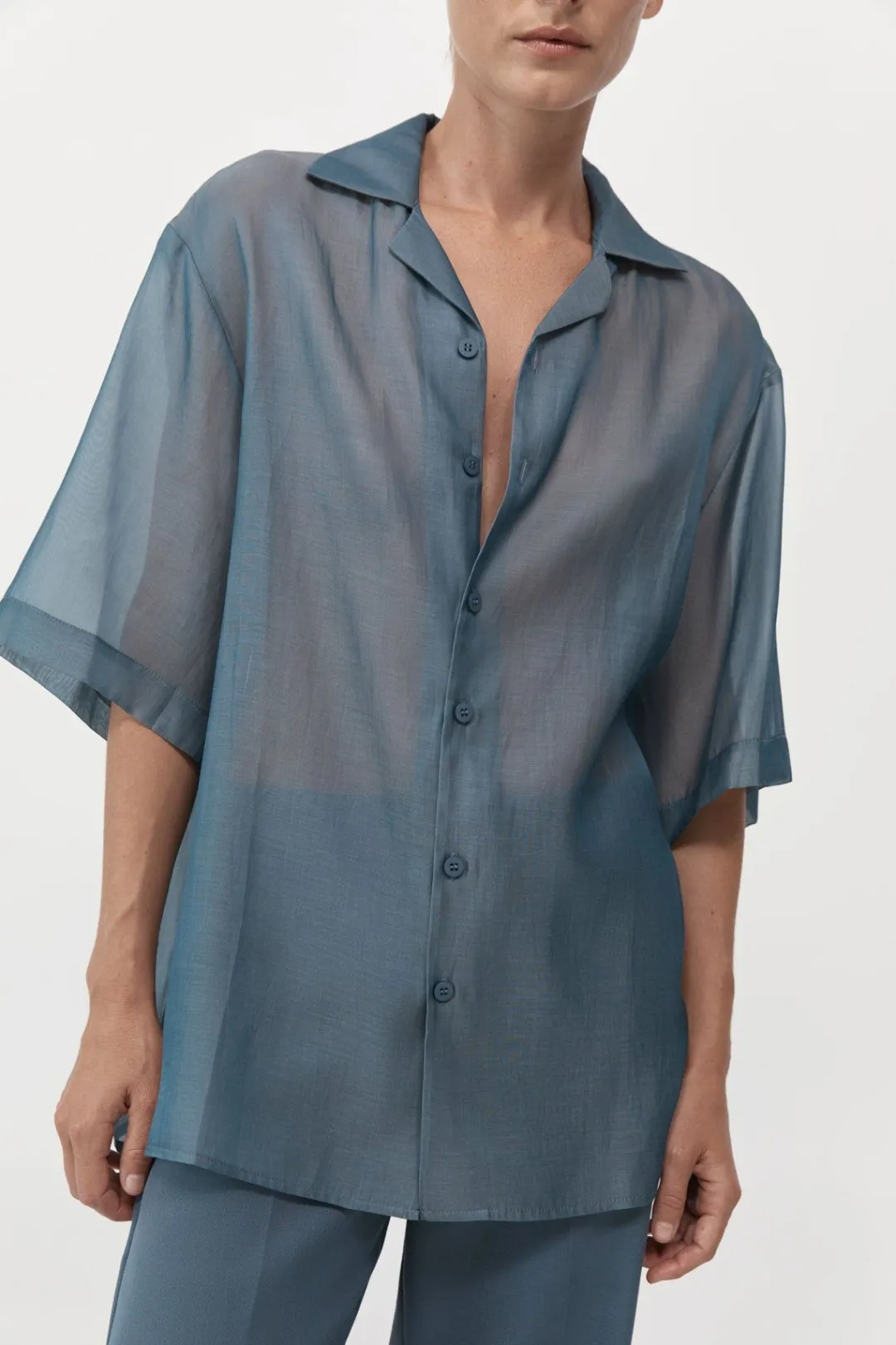 Shirts*St. Agni Relaxed Collar Shirt - Slate