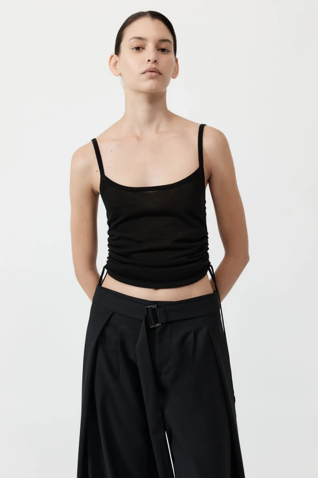 Tops*St. Agni Ruched Tank - Black