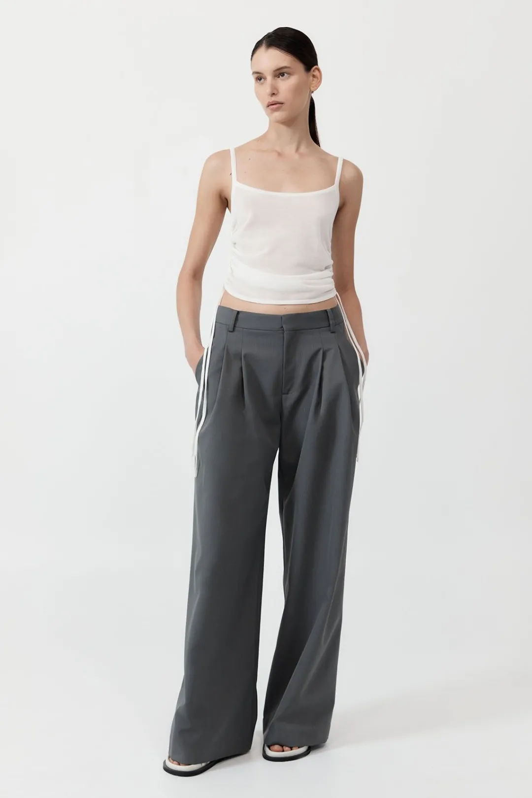 Tops*St. Agni Ruched Tank - White