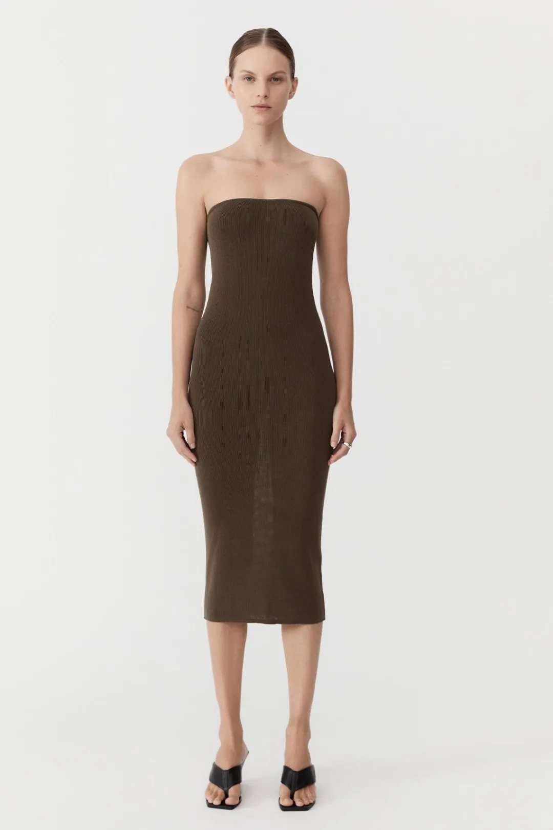 Dresses*St. Agni 90s Strapless Knit Midi Dress - Kelp