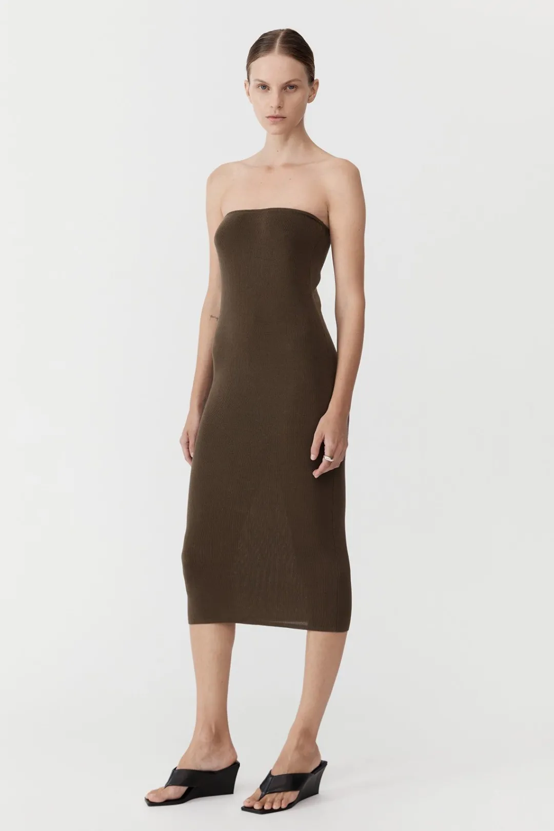 Dresses*St. Agni 90s Strapless Knit Midi Dress - Kelp