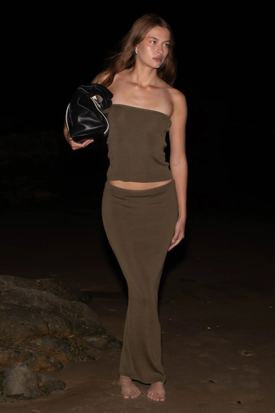 Dresses*St. Agni 90s Strapless Knit Midi Dress - Kelp