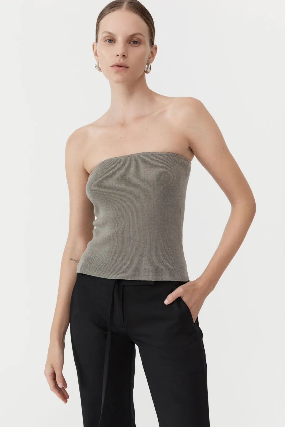 Knitwear*St. Agni 90s Strapless Knit Top - Shadow