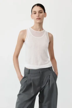 Singlets*St. Agni Semi Sheer Double Layer Tank - White