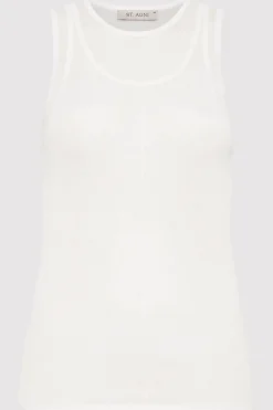 Singlets*St. Agni Semi Sheer Double Layer Tank - White