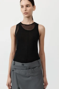 Singlets*St. Agni Semi Sheer Double Layer Tank - Black
