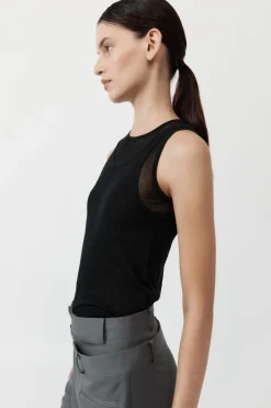 Singlets*St. Agni Semi Sheer Double Layer Tank - Black