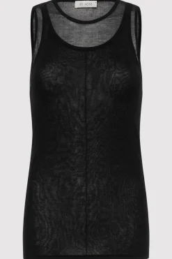 Tops*St. Agni Semi Sheer Double Layer Tank - Black