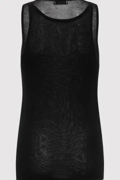 Tops*St. Agni Semi Sheer Double Layer Tank - Black