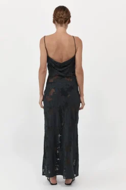 Dresses*St. Agni Semi Sheer Floral Dress - Black