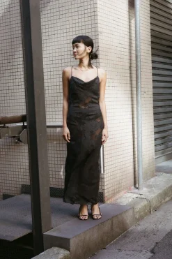 Dresses*St. Agni Semi Sheer Floral Dress - Black