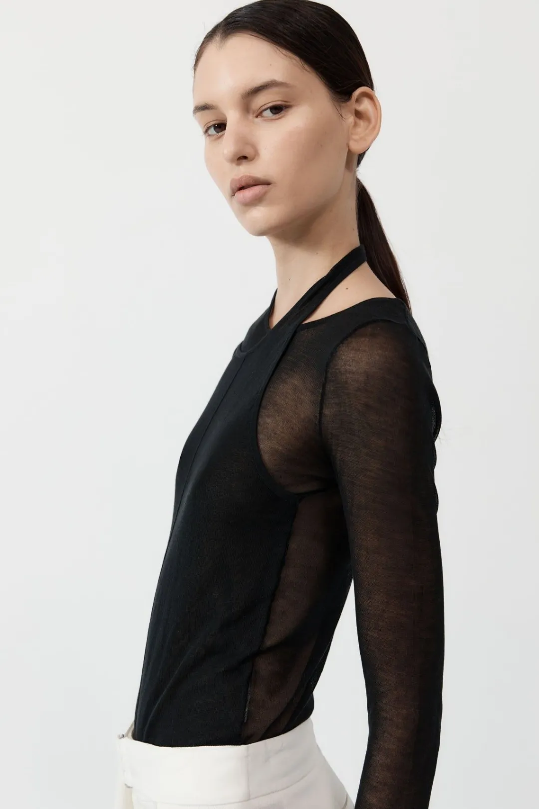 Tops*St. Agni Semi Sheer Loop Top - Black