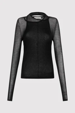 Knitwear*St. Agni Semi Sheer Loop Top - Black