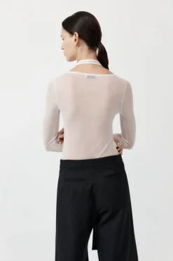 Tops*St. Agni Semi Sheer Loop Top - White